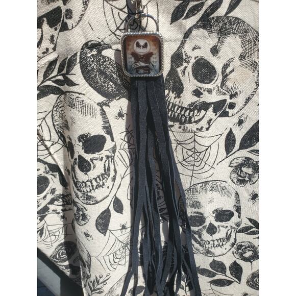 Handmade Halloween horror Leather Fringe Western bag charm, Long fringe keychain - Picture 5 of 5
